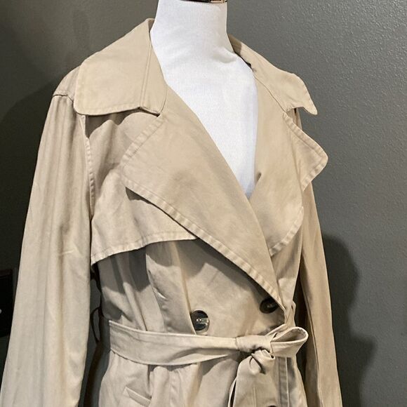 H&M Divided Cotton Trench Coat Tan Color - Picture 5 of 14
